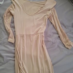 Tan long sleeve hi low dress